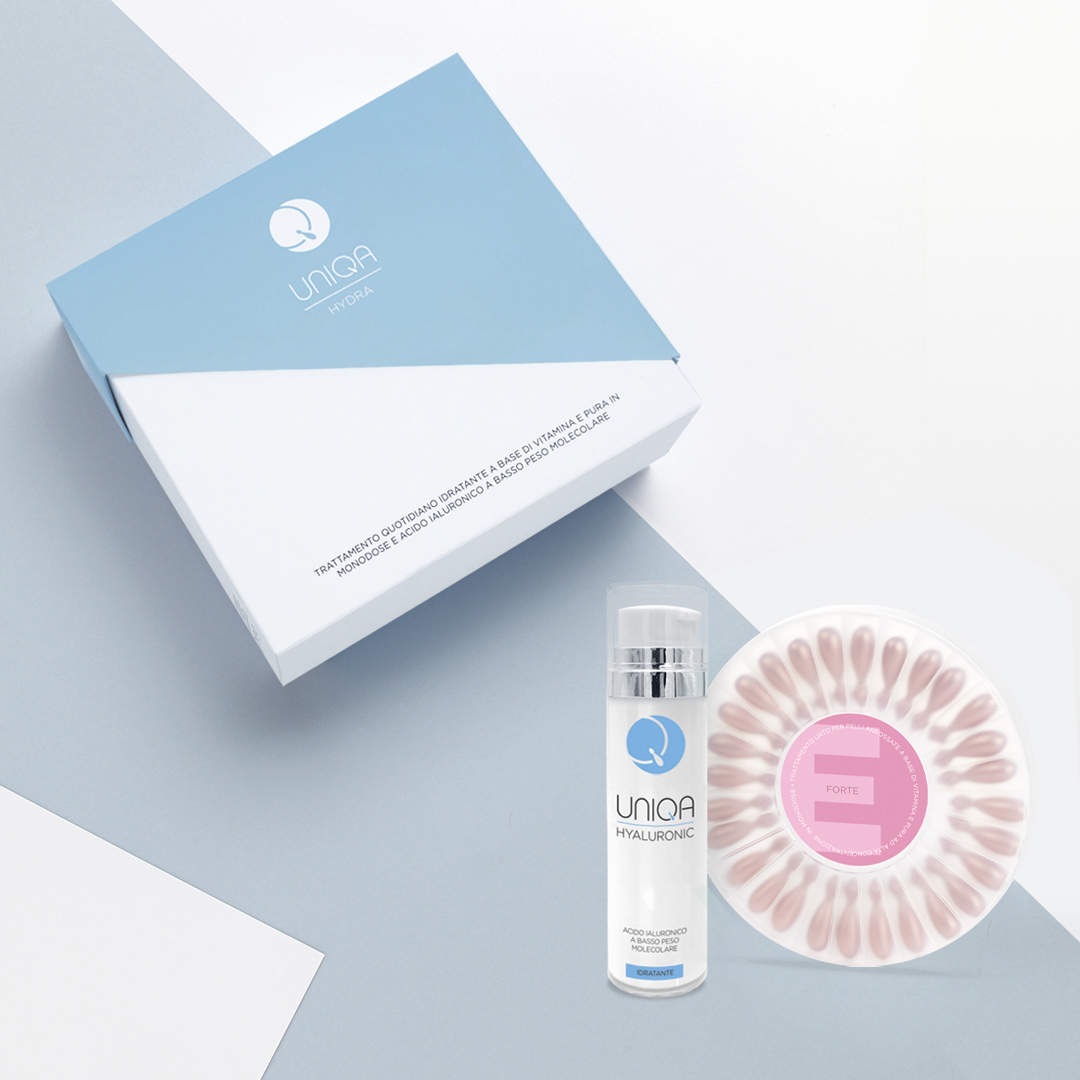UNIQA HYDRA 2025 - Cofanetto con Acido Ialuronico e Vitamina E FORTE in monodose